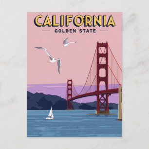 California Golden Gate Bridge Sunset Postcard