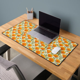 California Golden Poppy Fields - Sunny Wildflower Desk Mat
