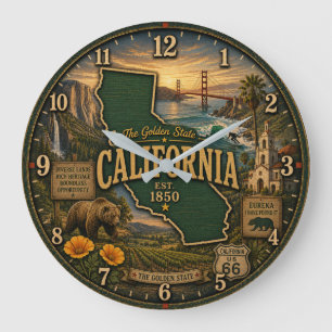 California Golden State Landmark Large Clock