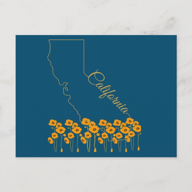 California Golden State Poppy Floral Postcard (Front)