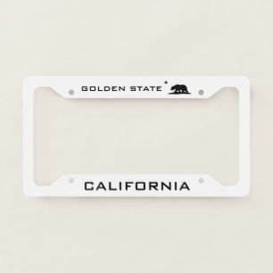 California Golden State With Logo White  Licence Plate Frame