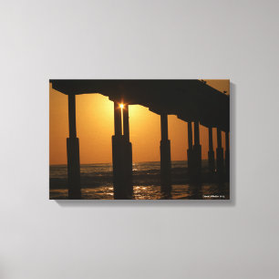 California Golden Sunset Ocean Beach Pier Canvas Print