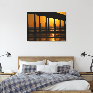 California Golden Sunset Ocean Beach Pier Canvas Print