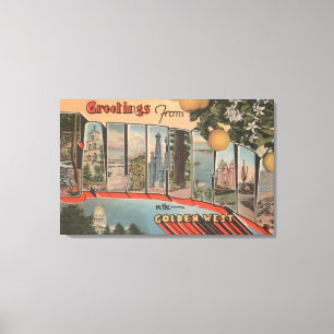 California (Golden West)Large Letter Scenes Canvas Print