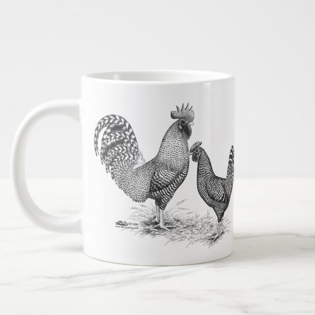 California Gray Rooster and Hen Large Coffee Mug (Left)