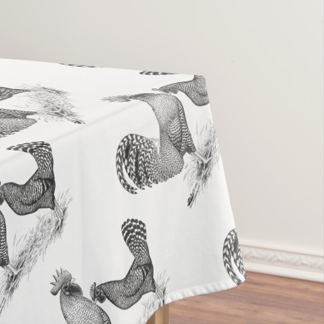 California Gray Rooster and Hen Tablecloth (In Situ)