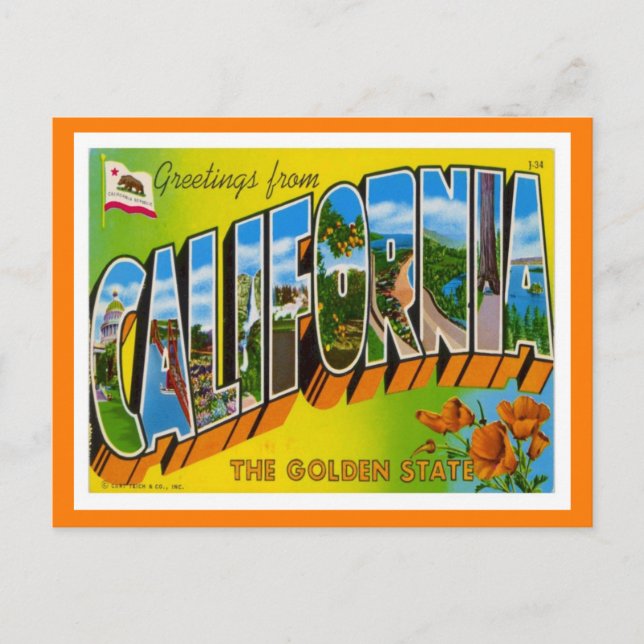 California Greetings From US States Postcard (Front)
