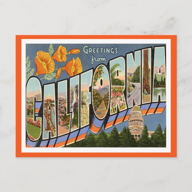 California Greetings From US States Postcard (Front)