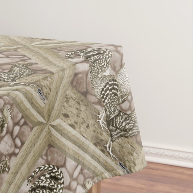 California Grey Chickens Tablecloth (In Situ)