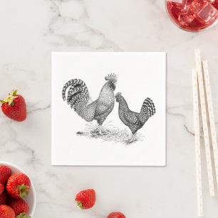 California Grey Rooster and Hen Napkin
