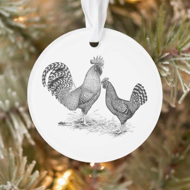 California Grey Rooster and Hen Ornament (Tree)