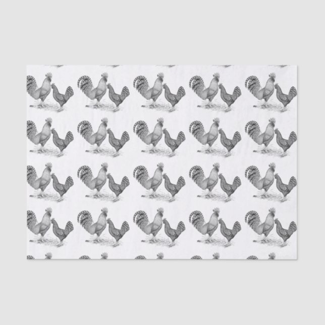 California Grey Rooster and Hen Tissue Paper (Front)