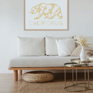 California Grizzly Bear Geo Lettering Art Print