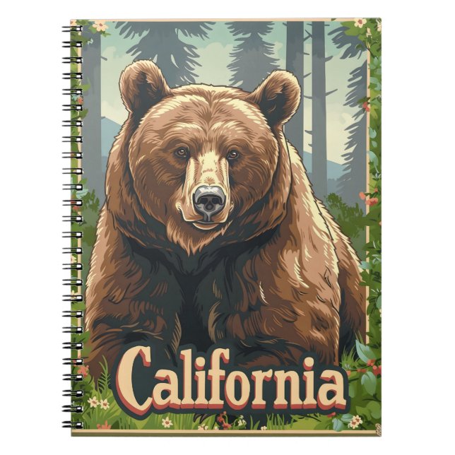 California Grizzly Brown bear Vintage Notebook (Front)