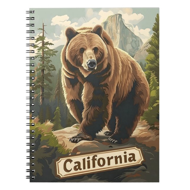 California Grizzly Brown bear Vintage Notebook (Front)