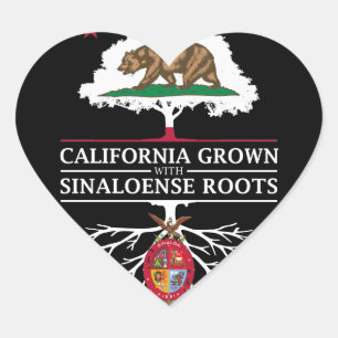 California Grown with Sinaloa Roots Heart Sticker