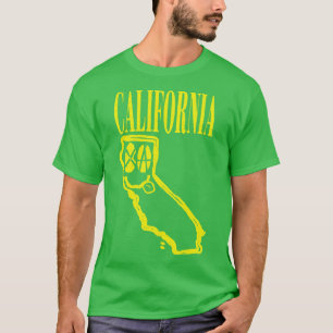 California Grunge Smiling Face Black Background T-Shirt
