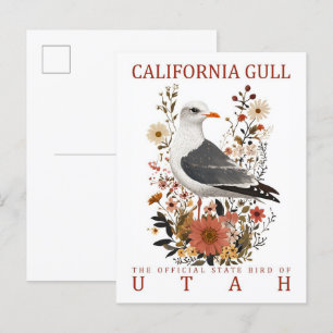 California Gull Bird of Utah Travel Postcard