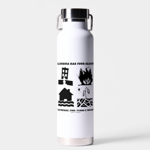 California Has Four Seasons Icons Earthquake Fire Water Bottle