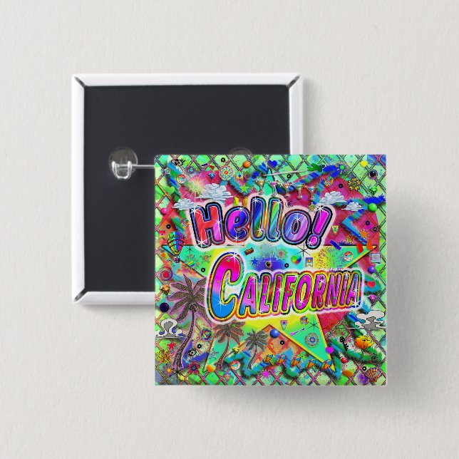 California Hello! Button (Front & Back)