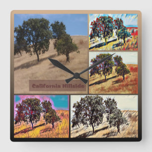California Hillside Abstract Photo Collage 9979 Square Wall Clock