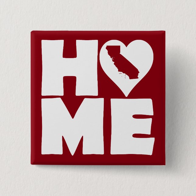 California Home Heart State Button Badge Pin (Front)