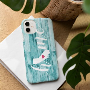 California Home State Turquoise Wood Look iPhone 16 Case