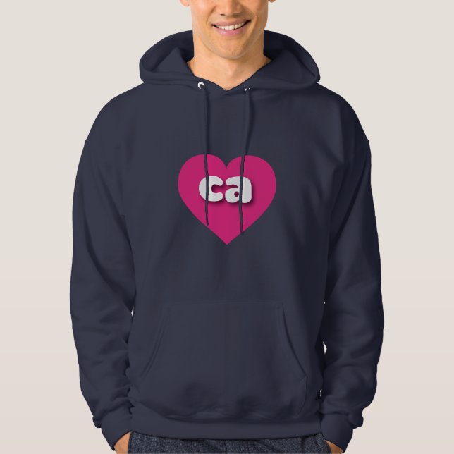 California hot pink heart - I love ca Hoodie (Front)