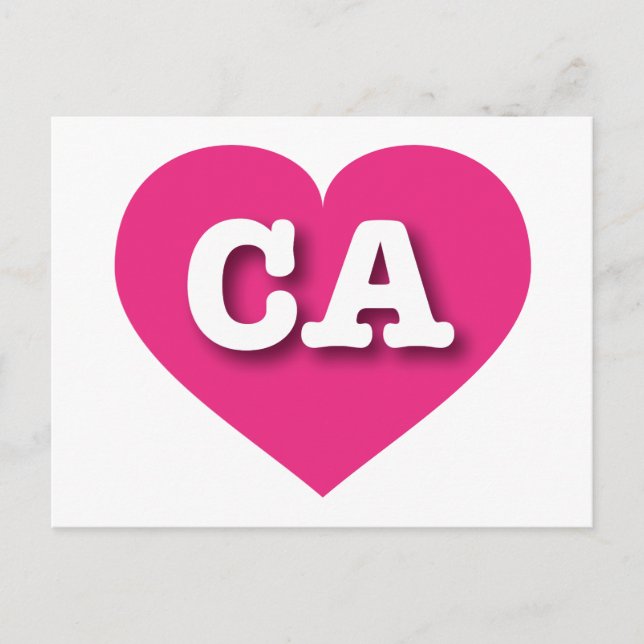 California Hot Pink Heart - I love CA Postcard (Front)