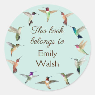 California Hummingbirds Book Plate Classic Round Sticker