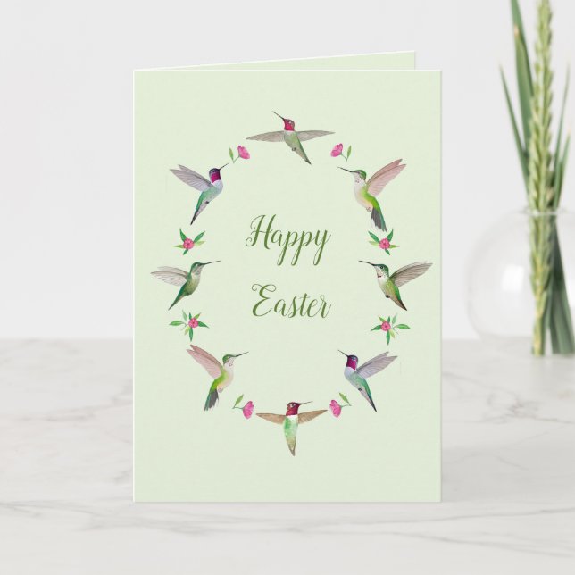 California Hummingbirds Happy Easter Card (Front)