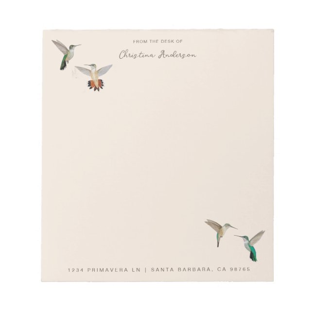 California Hummingbirds  Notepad (Front)
