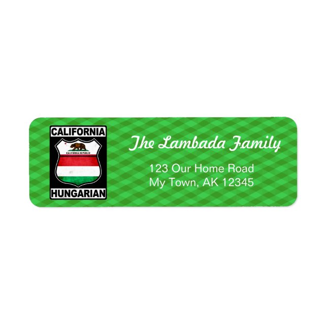 California Hungarian American Address Labels (Front)