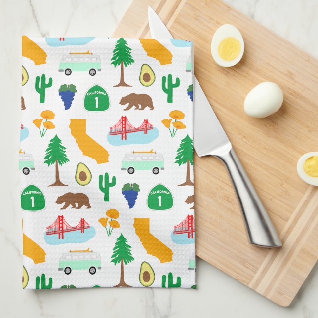 California Icons Tea Towel (Quarter Fold)