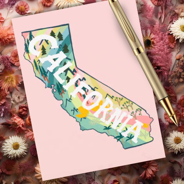 California Illustrated Map Postcard (California illustrated map postcard. Customize it!)