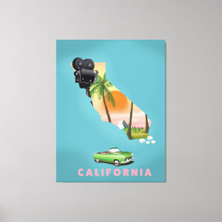 California illustrated map poster canvas print