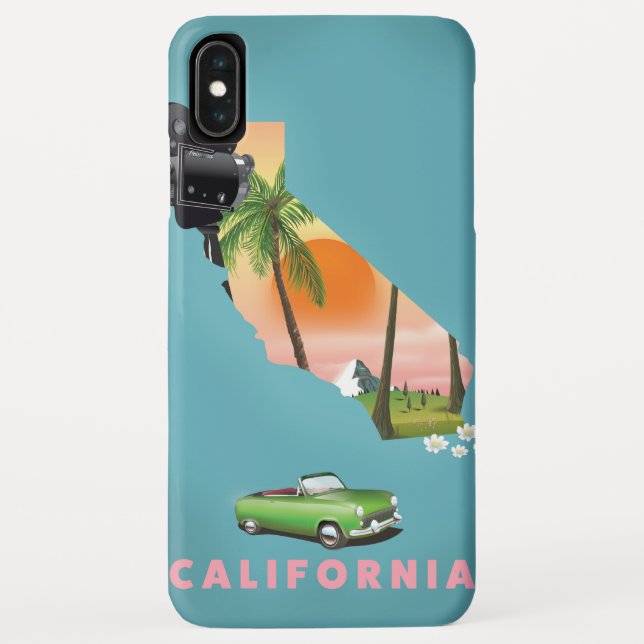 California illustrated map poster Case-Mate iPhone case (Back)
