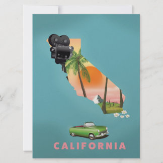 California illustrated map poster invitation