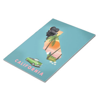 California illustrated map poster notepad