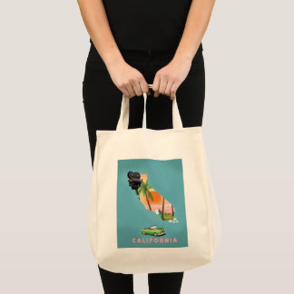 California illustrated map poster tote bag
