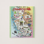 California Illustrated Postcard Map Jigsaw Puzzle<br><div class="desc">A vintage postcard map of the state of California wonderfully illustrated -  repurposed on an 8 X 10 jigsaw puzzle.</div>