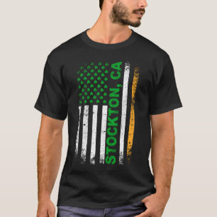 California - Irish American Flag Stockton, CA T-Shirt
