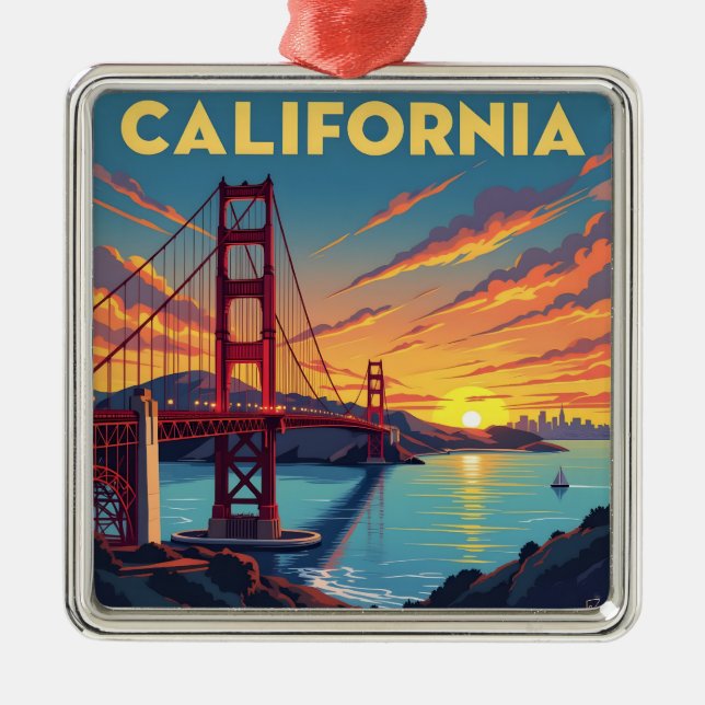 California Keepsake | The Golden Gate Bridge  Metal Tree Decoration (Front)