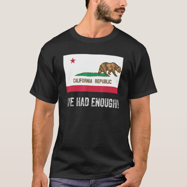 California Leaving Left Had Enough Flag Bear T-Shirt (Front)