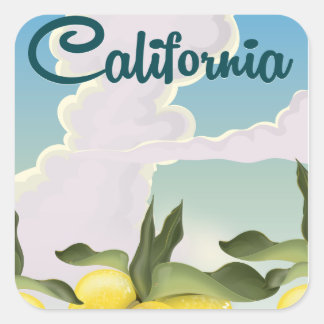 California Lemons Vintage travel print. Square Sticker