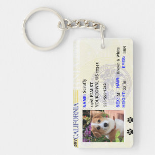 California License Pet Tag Key Ring