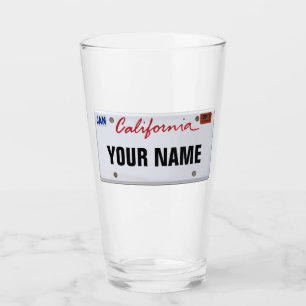 California License Plate (customizable) Glass