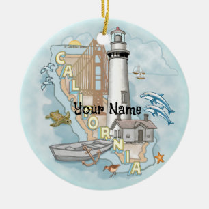 California Lighthouse Ceramic Tree Decoration