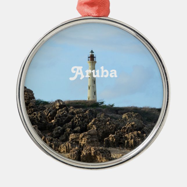 California Lighthouse in Aruba Metal Tree Decoration (Front)