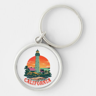 California Lighthouse Sunset View Key Ring
